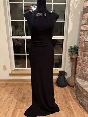 Elegant Black Embellished Evening Gown